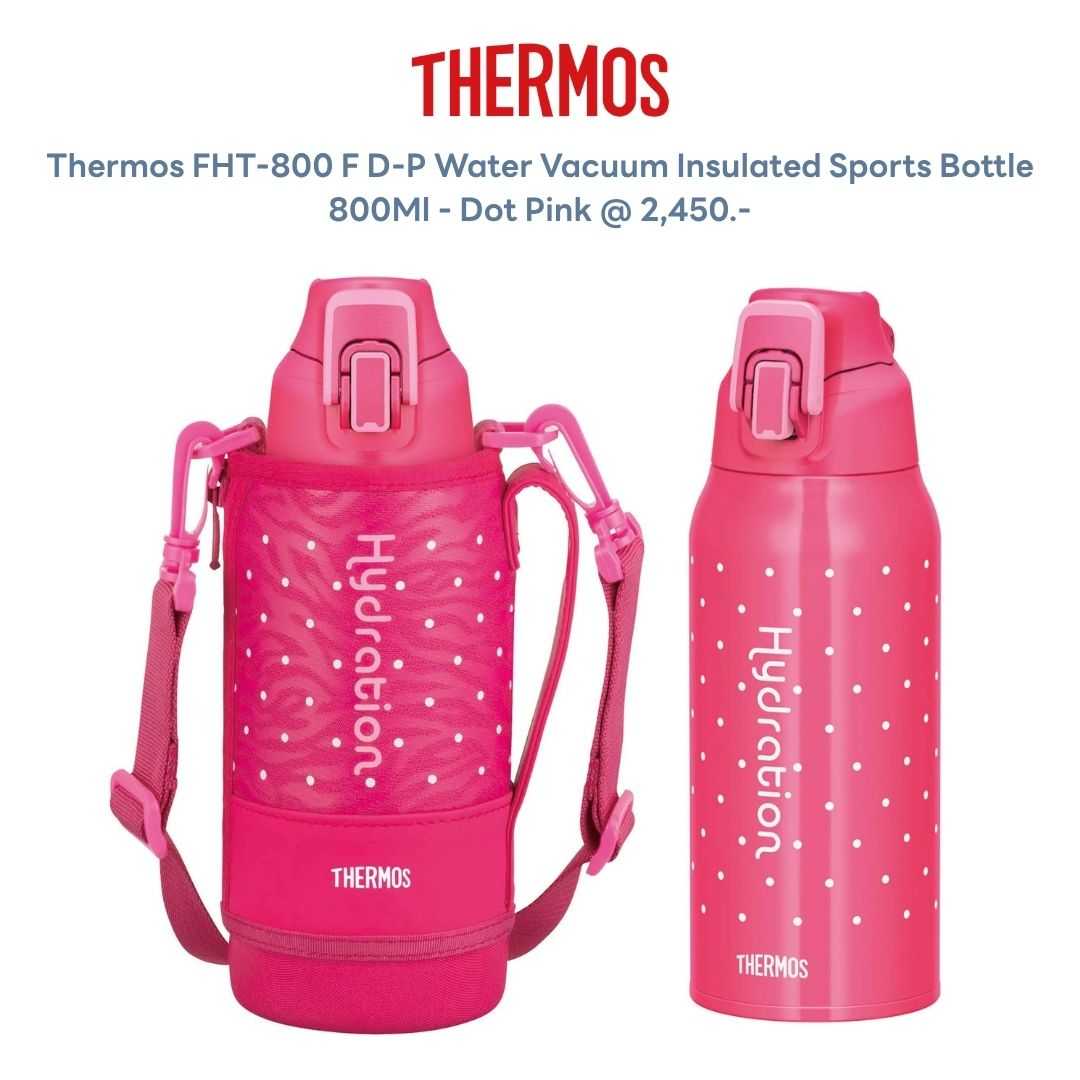 Thermos Water Vacuum Insulated Sports Bottle ขนาด 800Ml สี Dot Pink จากญี่ปุ่น พร้อมส่ง