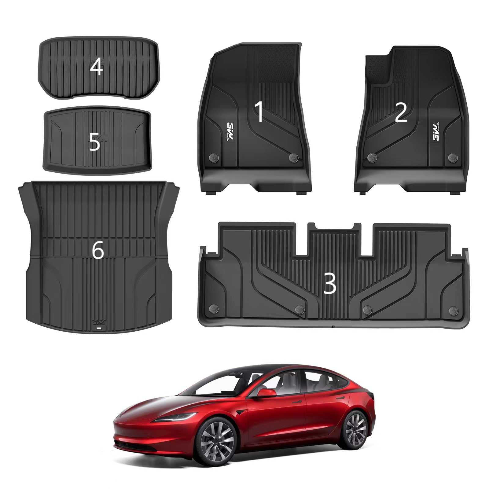 Model 3 HL car mat  : 6 ชิ้น