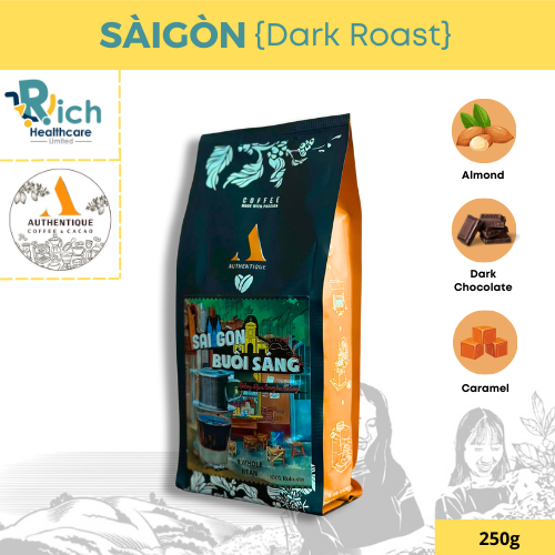 Authentique เมล็ดกาแฟ Coffee SAIGON Blend-Dark Roast คั่วเข้ม (10% Arabica, 90% Robusta) 250g