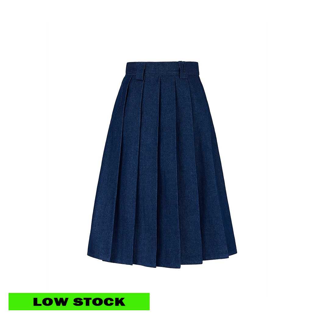 (DROP 2) CERI PLEATED SKIRT - DENIM
