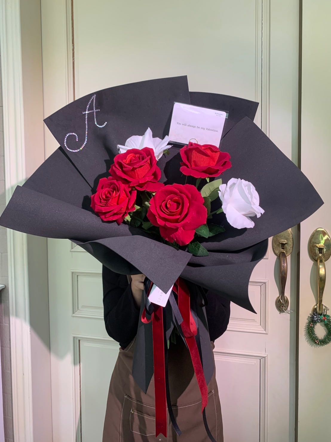 ช่อโฟมดอกไม้ประดิษฐ์กุหลาบสีแดง