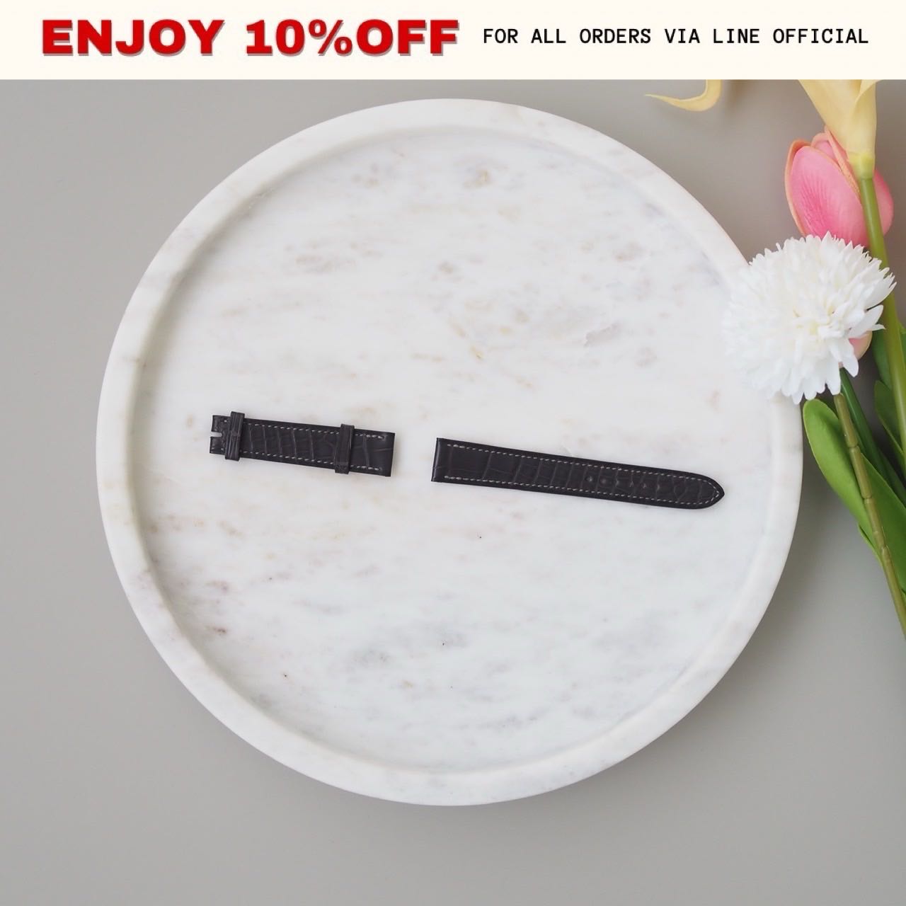 NEW! HERMES Watch Strap  For H-Hour PM Black l ACC