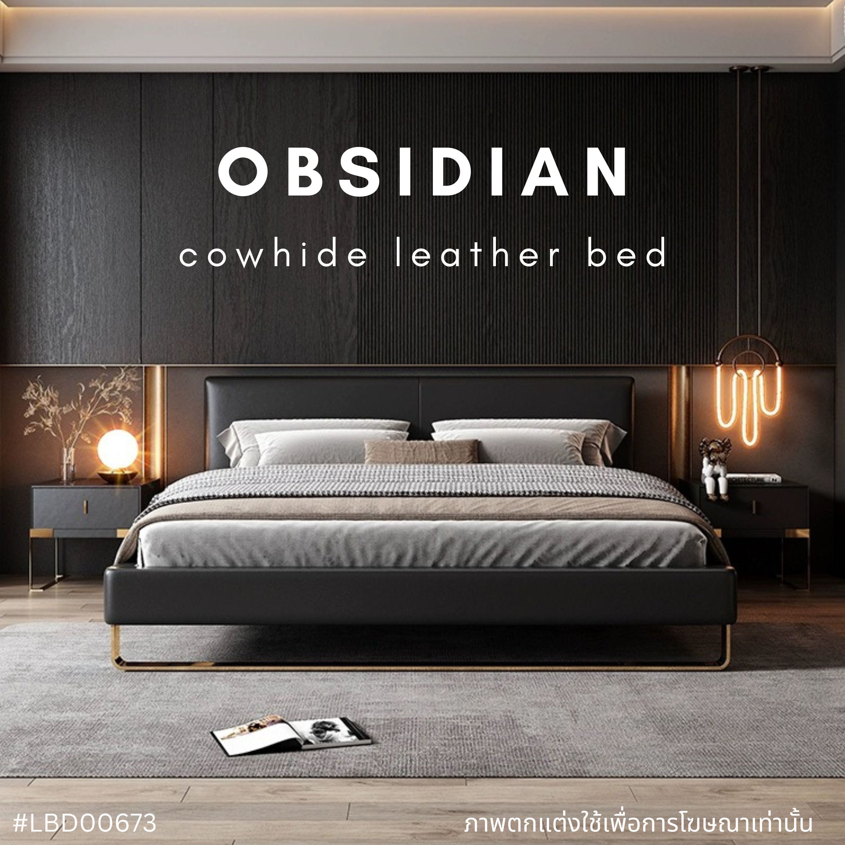 OBSIDIAN cowhide leather bed 