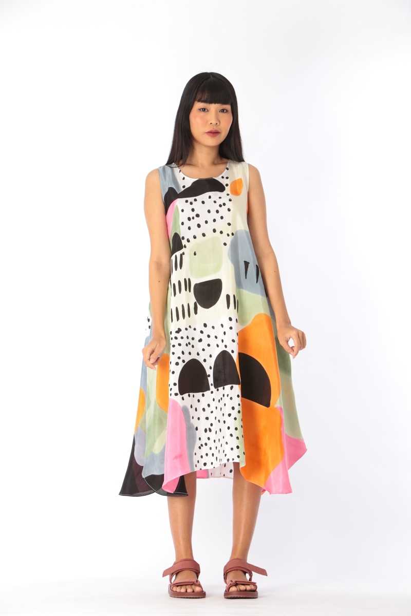 (Pre-Order) Sac Sleeveless Dress Cotton Silk Hand paint