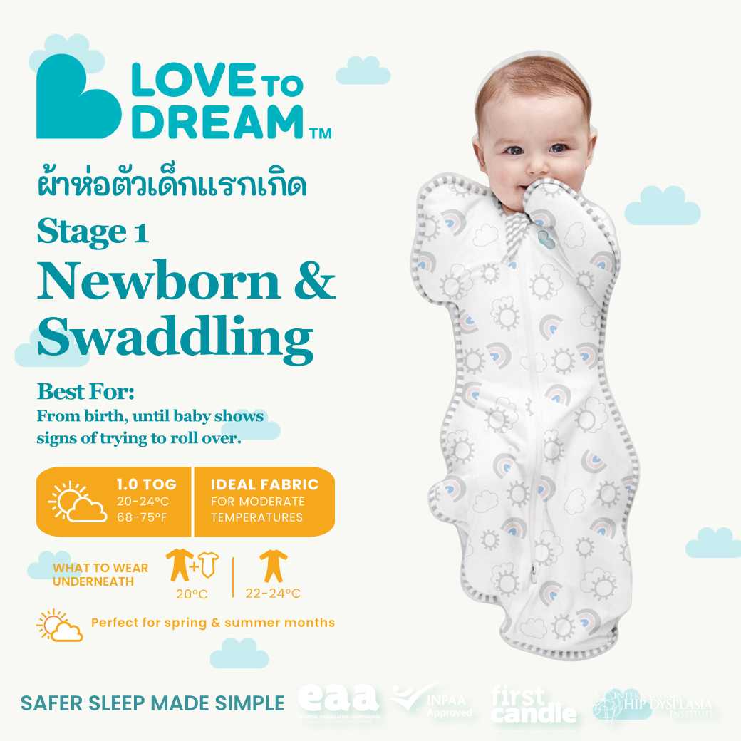 Love To Dream ผ้าห่อตัวเด็กแรกเกิด ผ้าคอตตอน SwaddleUP Original 1.0 TOG ลาย Rainbow