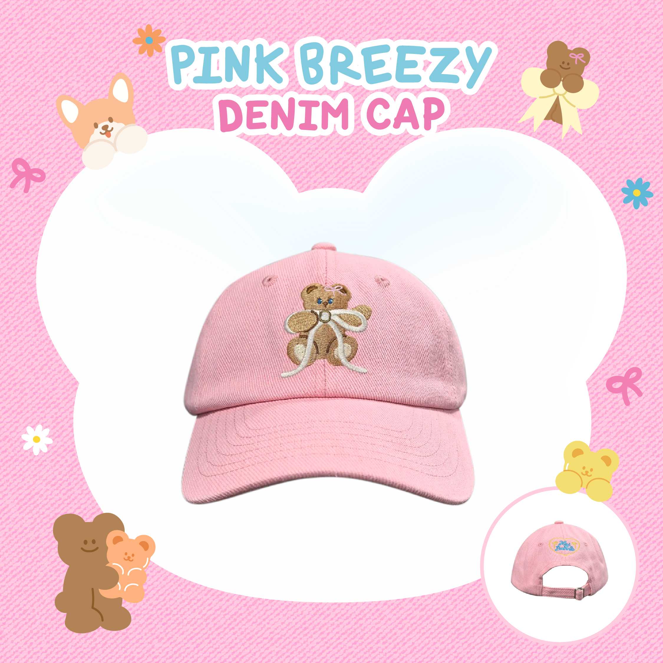 Breezy Denim Cap : Pink l Hej Bonnie Official