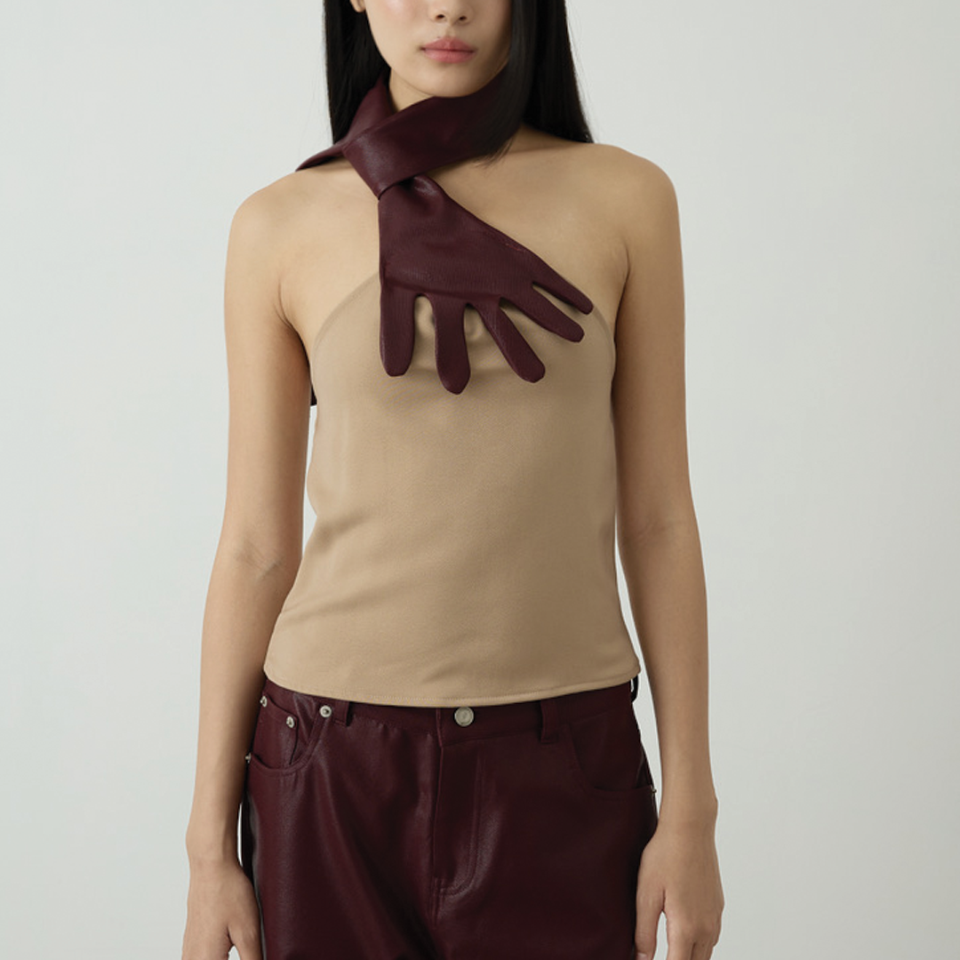 BLACKDOG BKK - Glove halter top  เสื้อเกาะอกตกแต่งมือ - AW2514