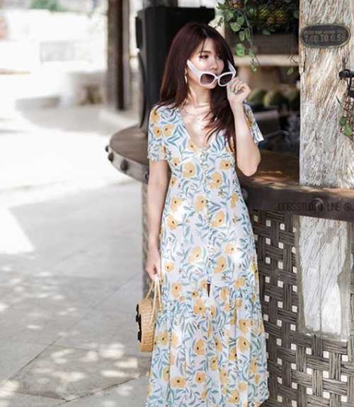 FLORAL MAXI DRESS สีเขียว Size M / Joobs Studio