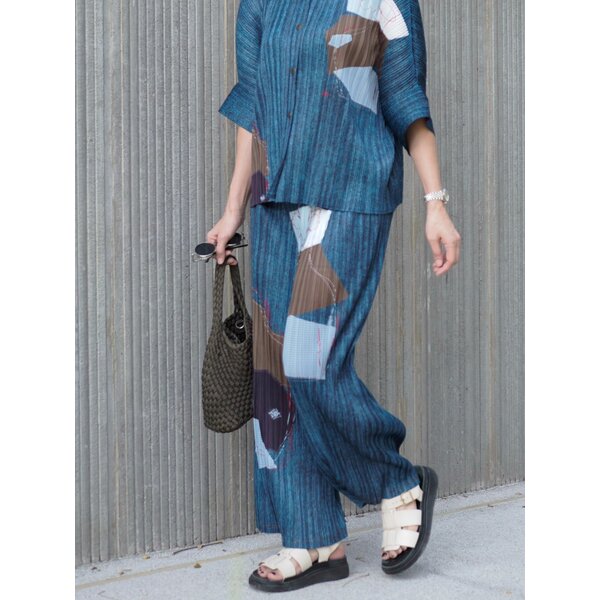 ยาว 38 นิ้ว 2MUAY รุ่น GT90995P กางเกงอัดพลีท PRINTED STRAIGHT LEG PLEATED PANTS 2 สี FREE SIZE