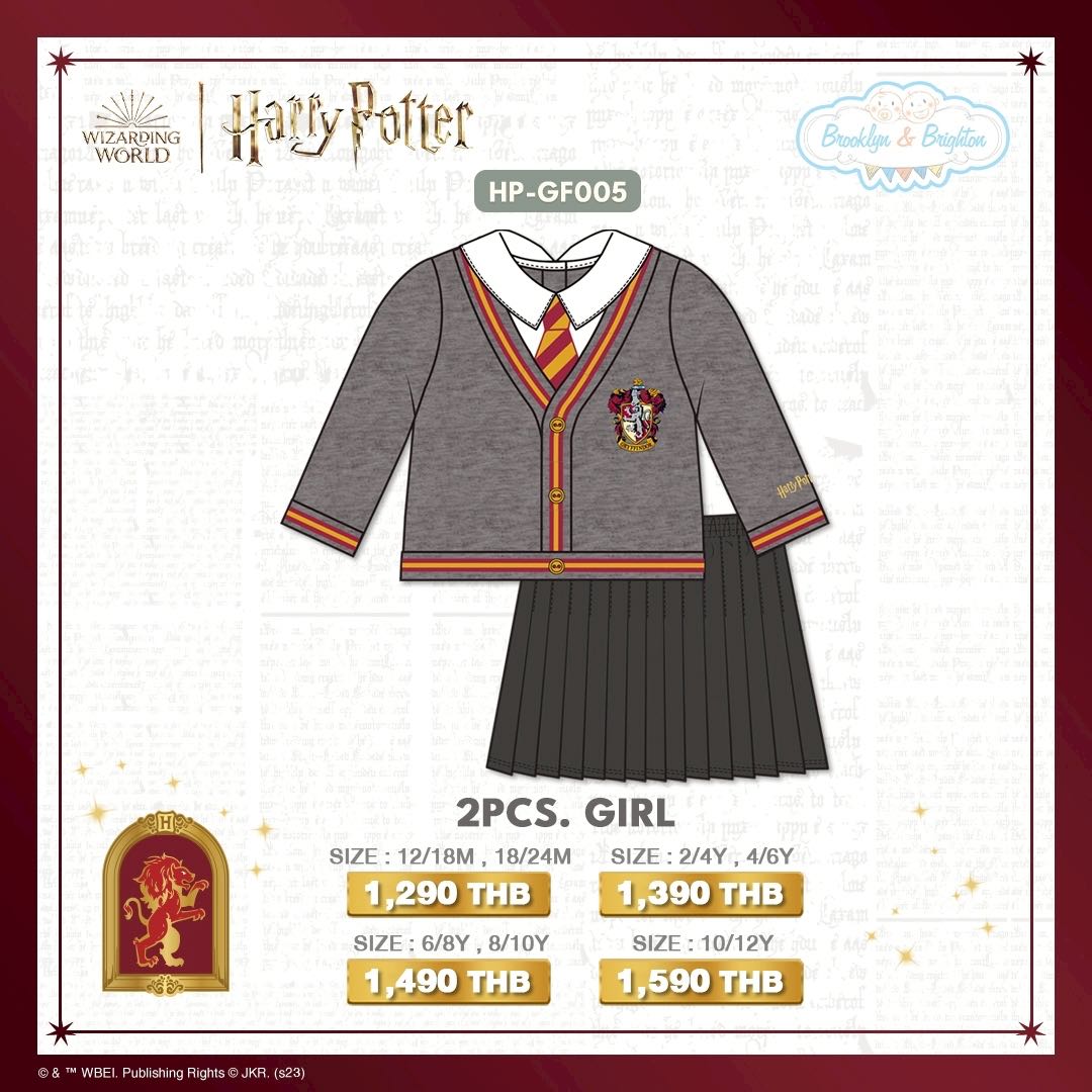 Harry Potter - Gryffindor 2Pcs. Girl - HP-GF005 - ชุดเด็กหญิงแฮร์รี่ พอตเตอร์ ขายดีตลอดกาล