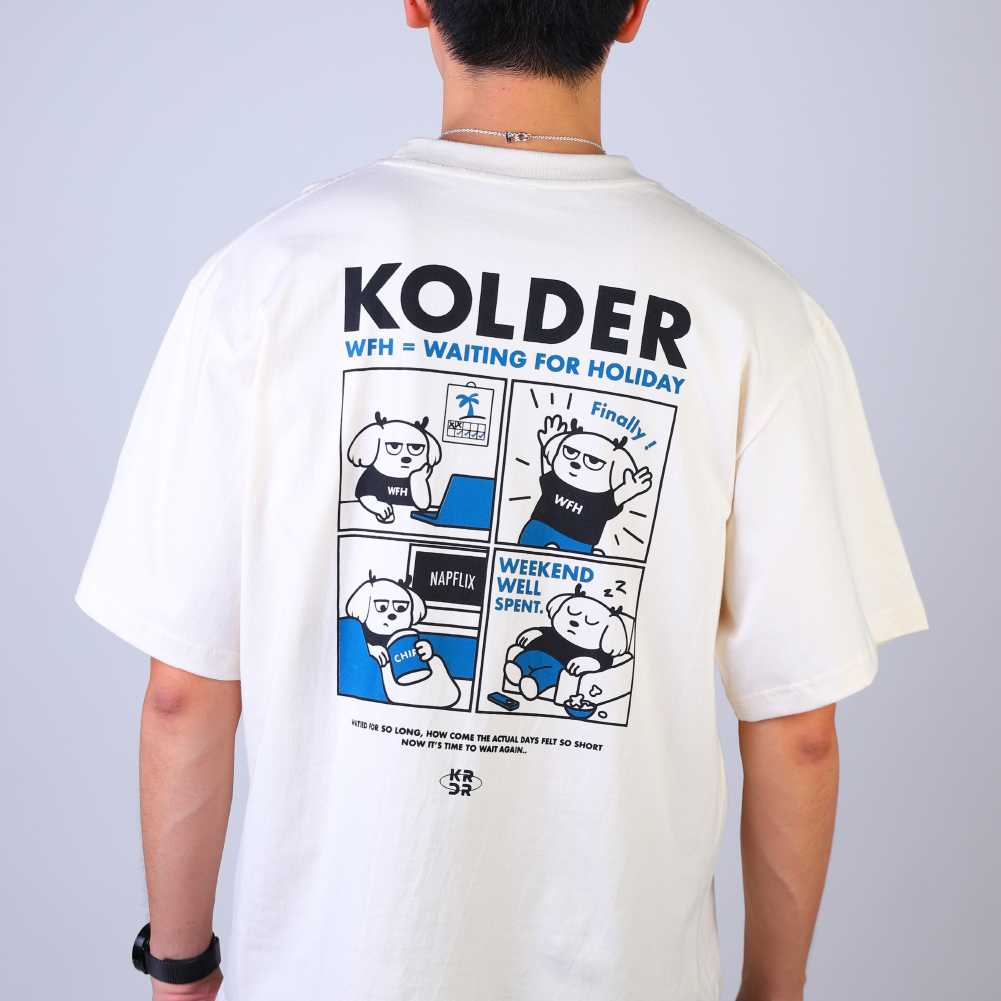 Kolder WFH Oversize Raw Cotton T-shirt (Waiting for Holidays)