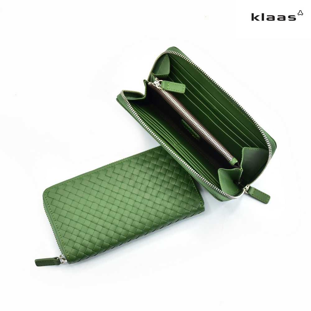 lady zippy purse intrecciato กระเป๋าสตางค์หนังแท้ สานมือ