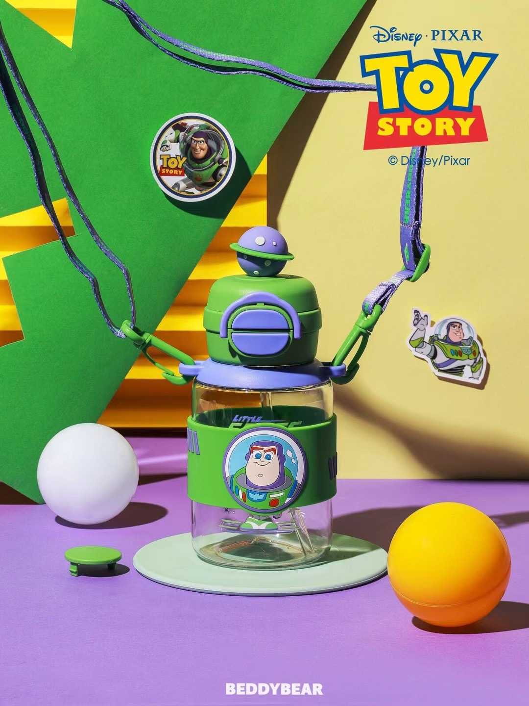 BeddyBearXToy Story กระติกน้ำใส ไตรตัน 2in1 หลอดดูด/ยกดื่ม พร้อมสายสะพาย BB011T-005BZ