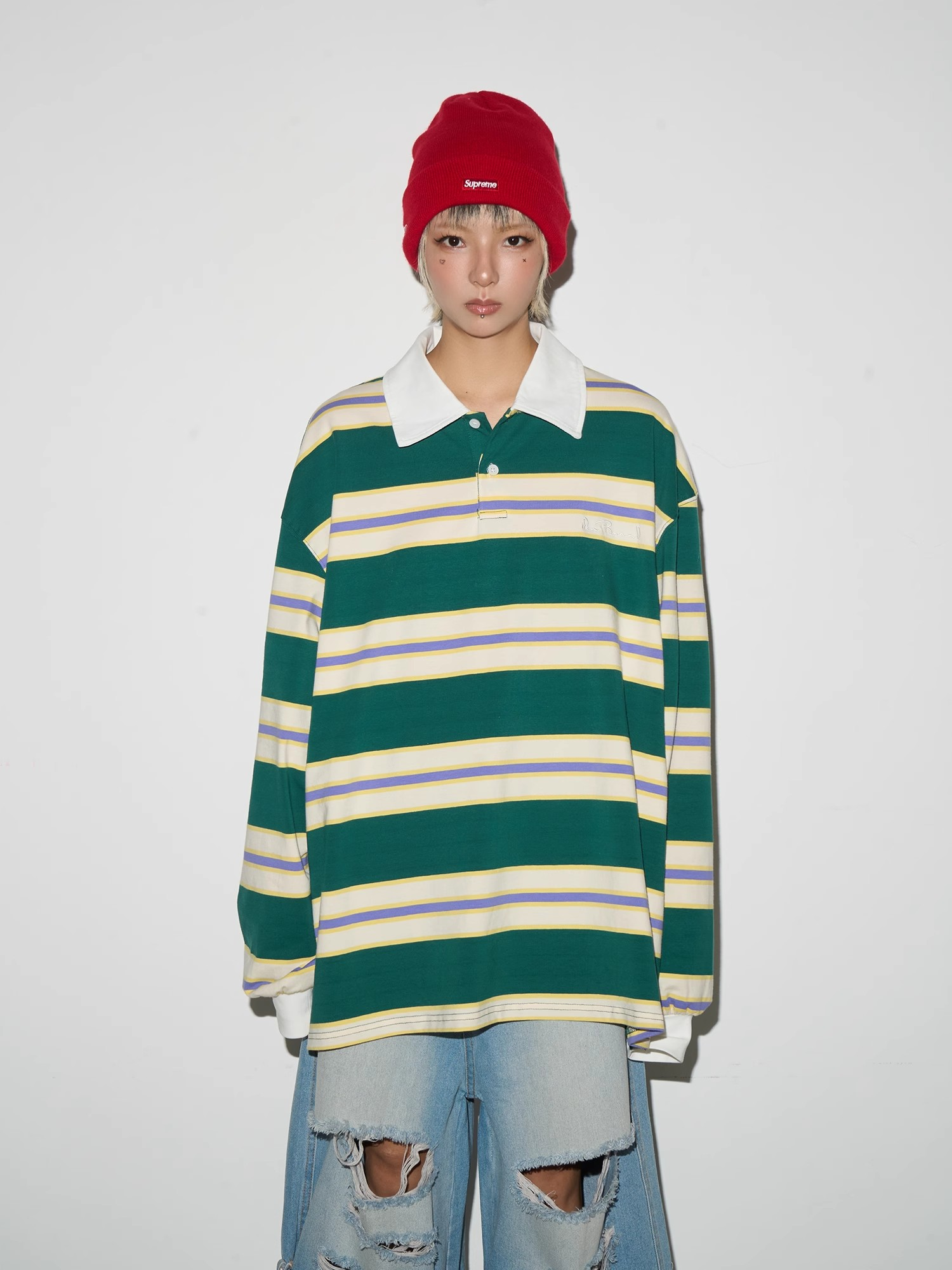 MICHINNYON Striped College LS Polo (Unisex)