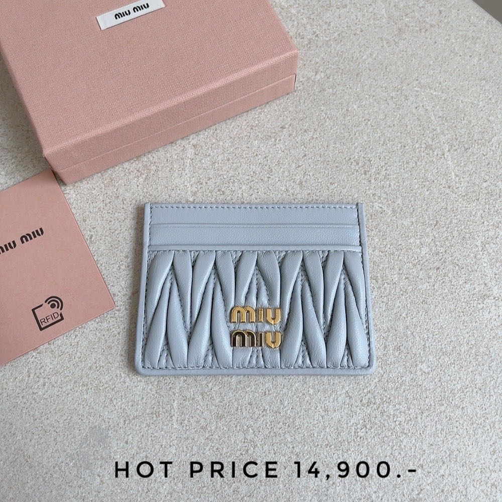 MIUMIU LEATHER CARD HOLDER (CORNFLOWER)