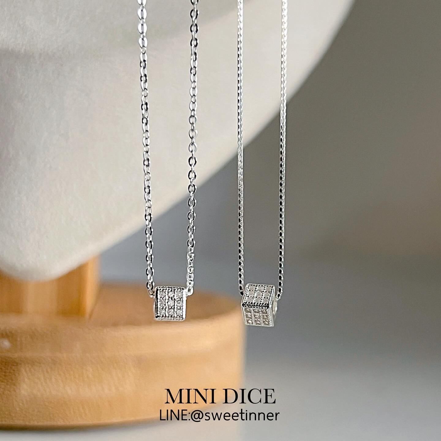 MINI DICE 🎲 เงินแท้92.5% จี้ลูกเต๋าเล็กประดับเพชรCZ เหมาะให้เป็นของขวัญ MINI SQUARE 0.6/MINI Oเล็ก