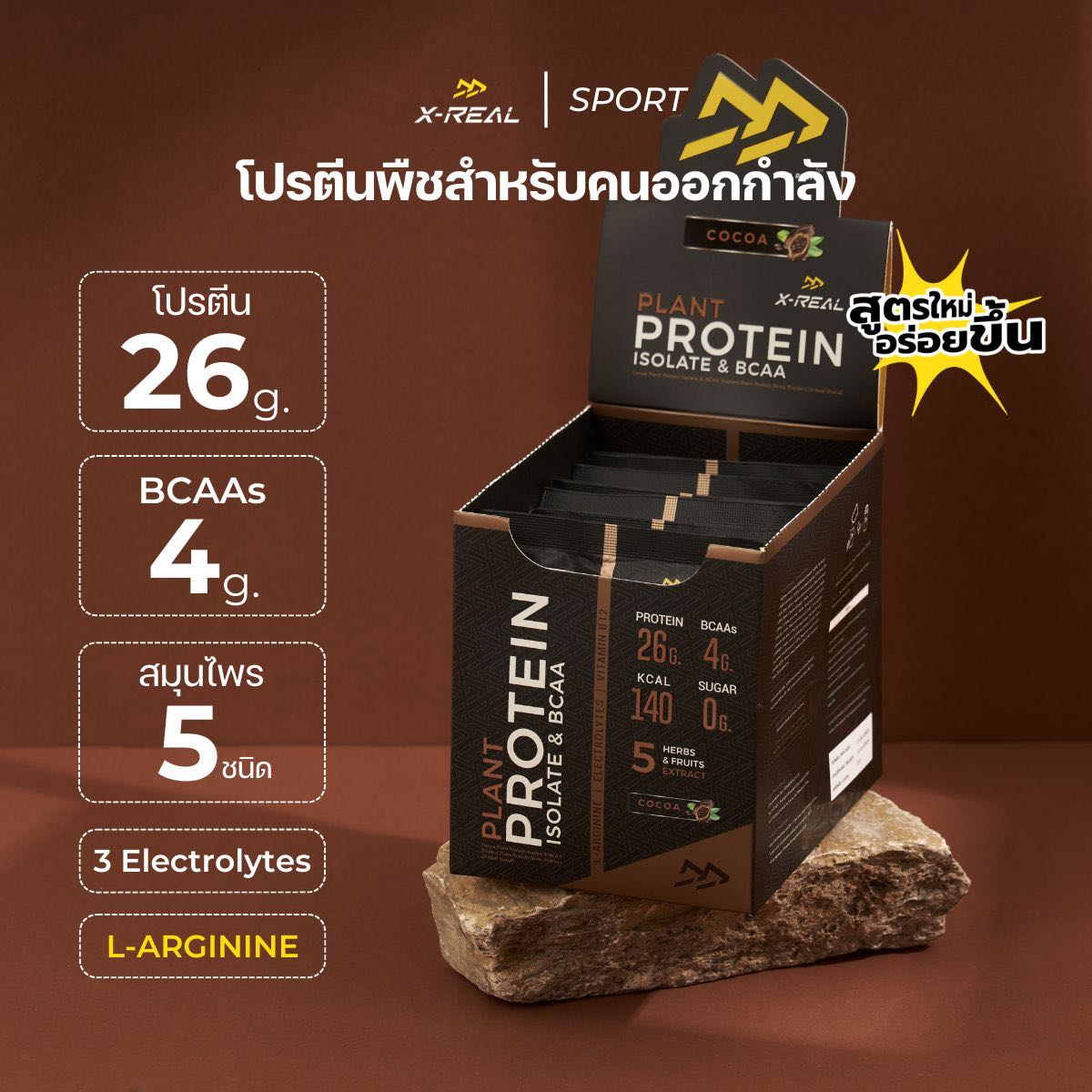 โปรตีนพืชไอโซเลท&บีซีเอเอ สูตรสำหรับคนออกกำลังกาย รสโกโก้ [1 กล่อง มี 10 ซอง ซองละ 35g.]