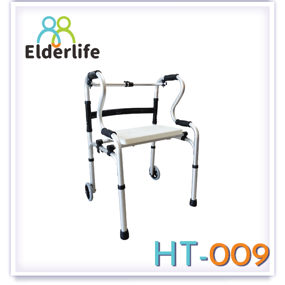 ราวพยุงตัว Elderlife อุปกรณ์ช่วยเดิน มีล้อ และที่รองนั่งพัก พับได้ รุ่น HT-009