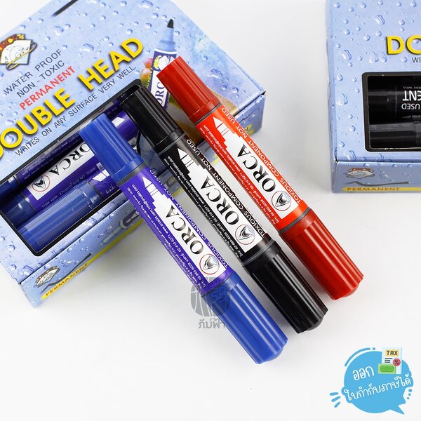 Orca ปากกาเคมี 2 หัว หมึกปากกาเคมีไม่สามารถลบได้ (Permanent) (1 ด้าม/สี)