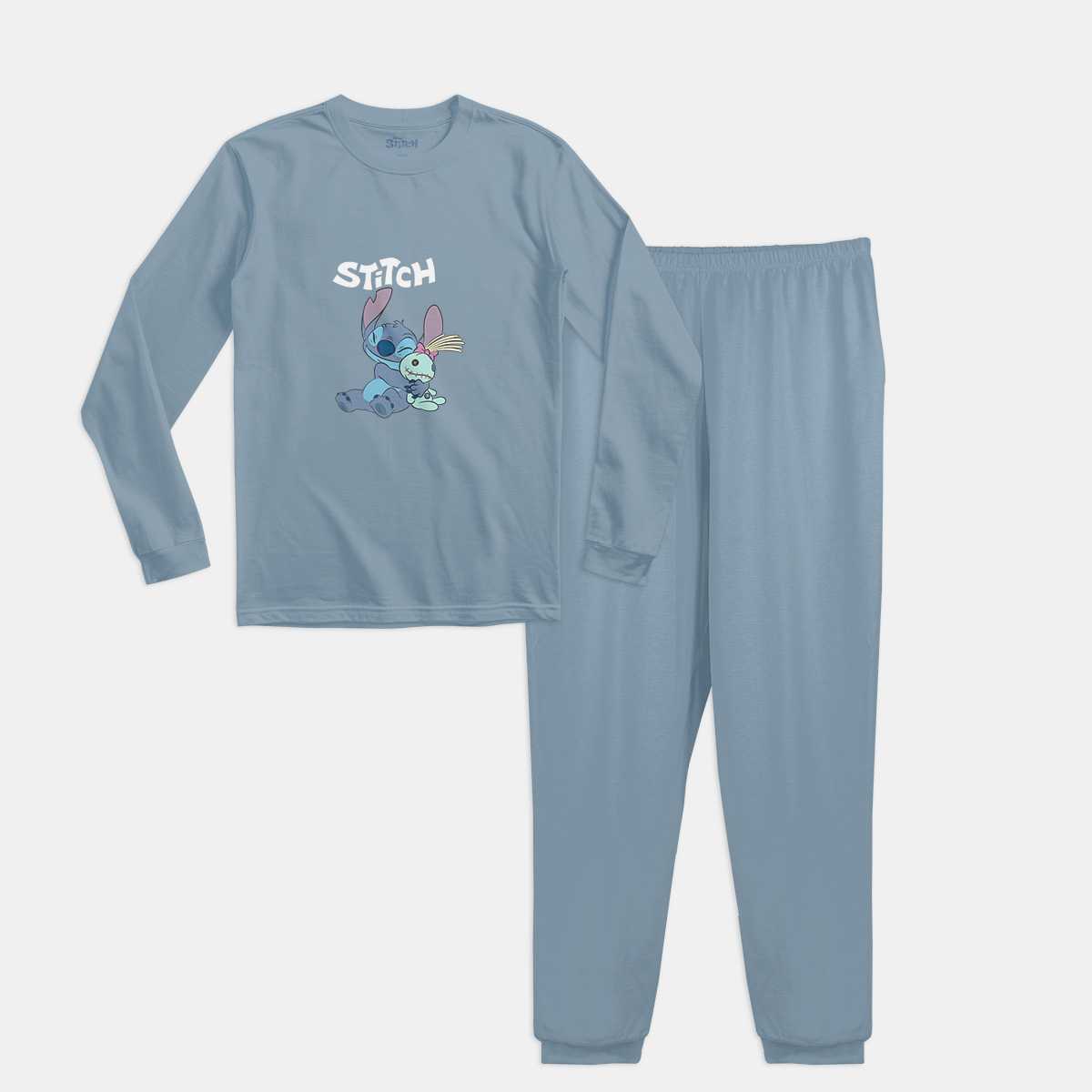 ชุดนอนเด็ก ลาย Stitch ลิขสิทธ์เเท้ เส้นใย 100% cotton แขนยาว ขายาว (012SCCST/BLM)
