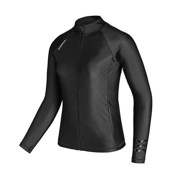 BARREL WOMEN SHELLY ZIP-UP RASHGUARD - BLACK ชุดว่ายน้ำ ชุดว่ายน้ำแขนยาว ชุดว่ายน้ำผู้หญิง