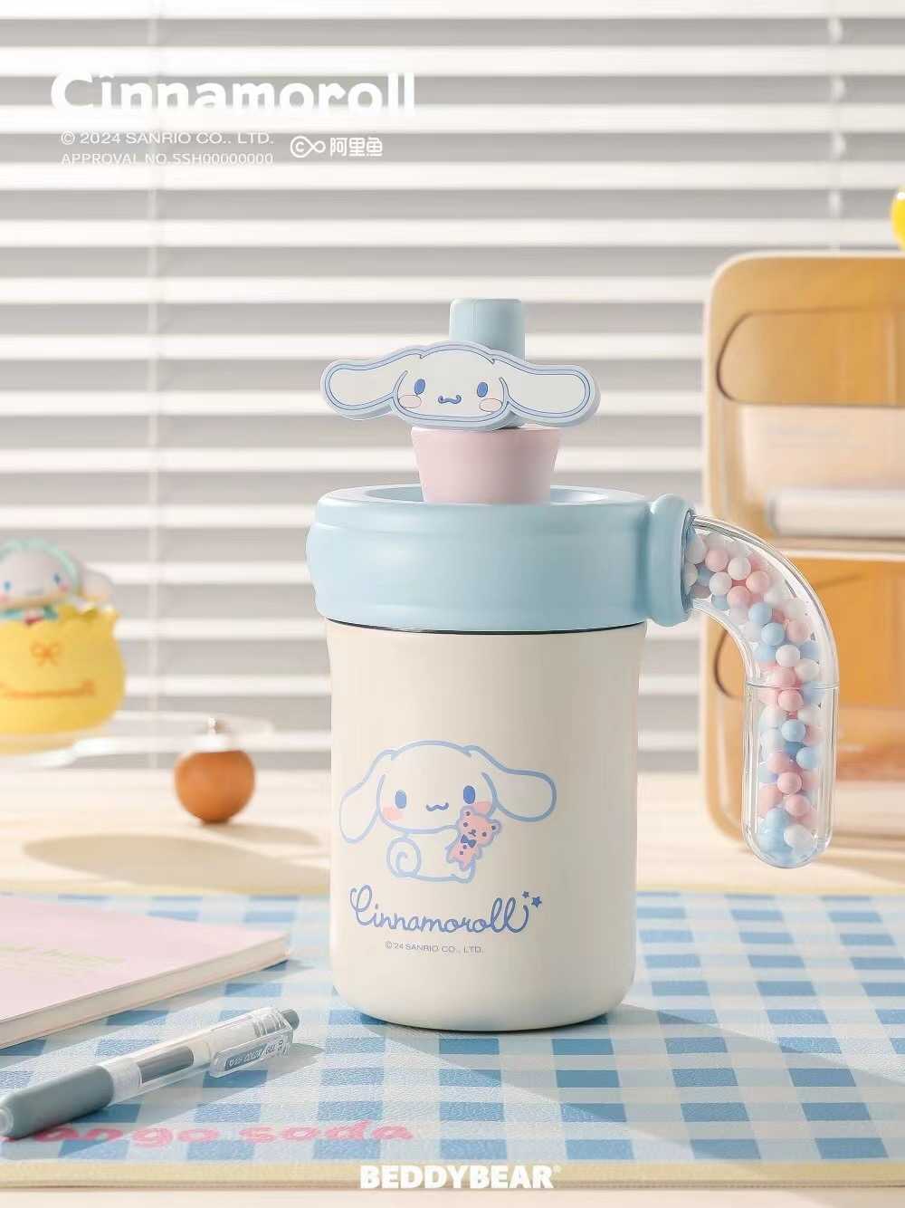 BeddyBearXCinnamoroll แก้วน้ำสูญญากาศ ฝาหลอดดูด พร้อมที่กรองชา เก็บอุณหภูมิ BBA018-008CR