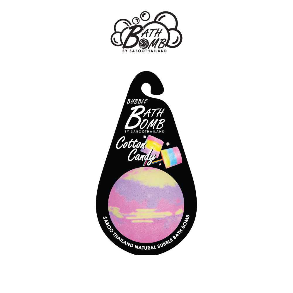 แบบแขวน สบู่แนชเชอรัล บาธบอม กลิ่นคอทตอน แคนดี้ 150กรัม - SABOO NATURAL BATH BOMB COTTON-CANDY 150g