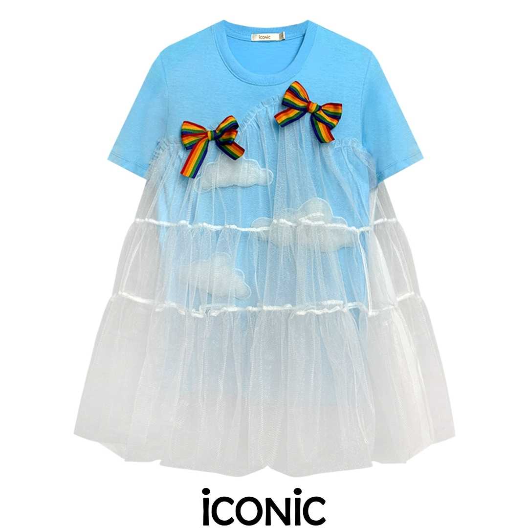 iCONiC MY SKY EMBROIDERY T-SHIRT ( พิเศษ ฟรีเข็มกลัดโบว์สีรุ้ง2ชิ้น )
