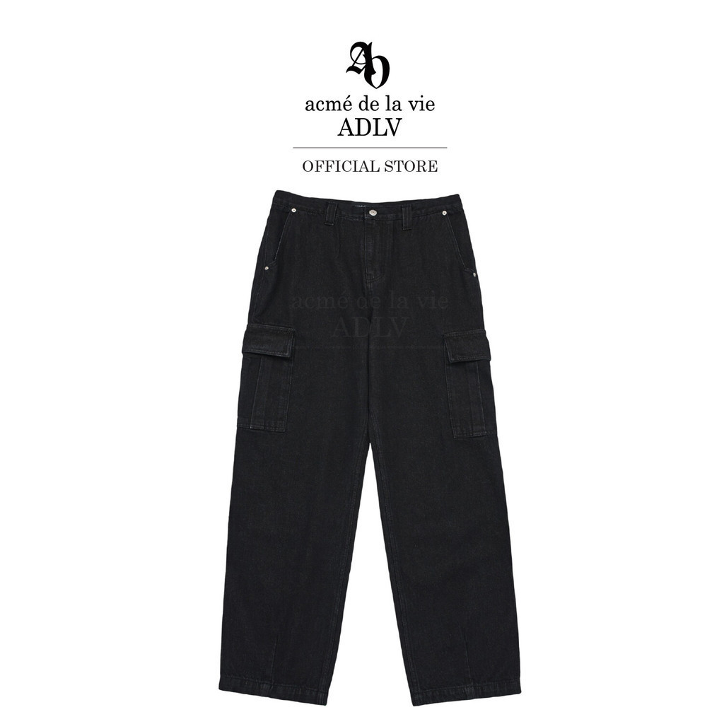 ADLV [acme de la vie] กางเกงยีนส์ขายาว รุ่น Cargo Pocket Denim Pants Black Black