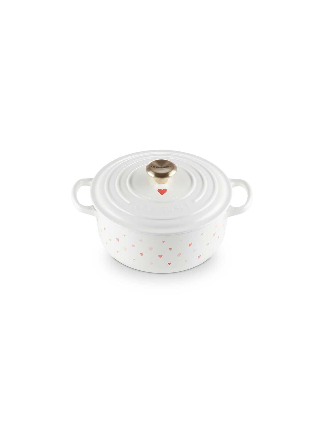 Signature Round Casserole/oven 20cm Hearts White Light GoldKnob