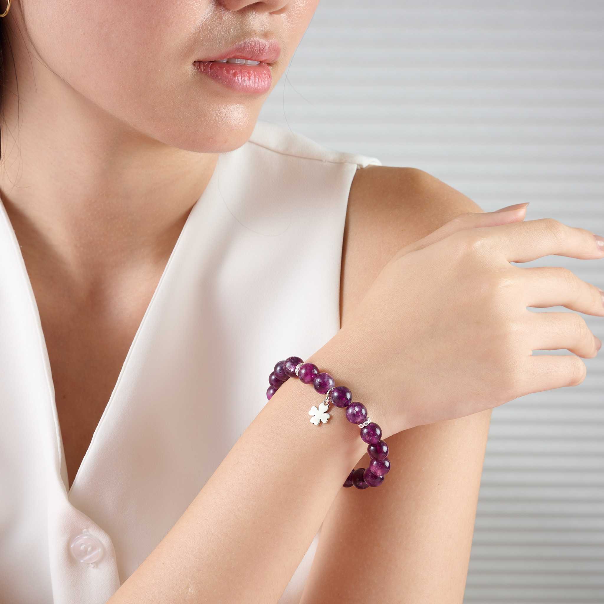 กำไลหินแห่งความสมุดลทางอารมณ์ Lepidolite💜