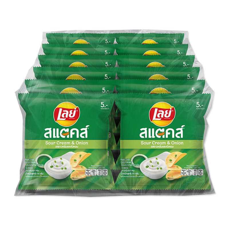 เลย์ สแตคส์ รสซาวครีมและหัวหอม 14กรัมx12ซอง 8850718710317 (06)