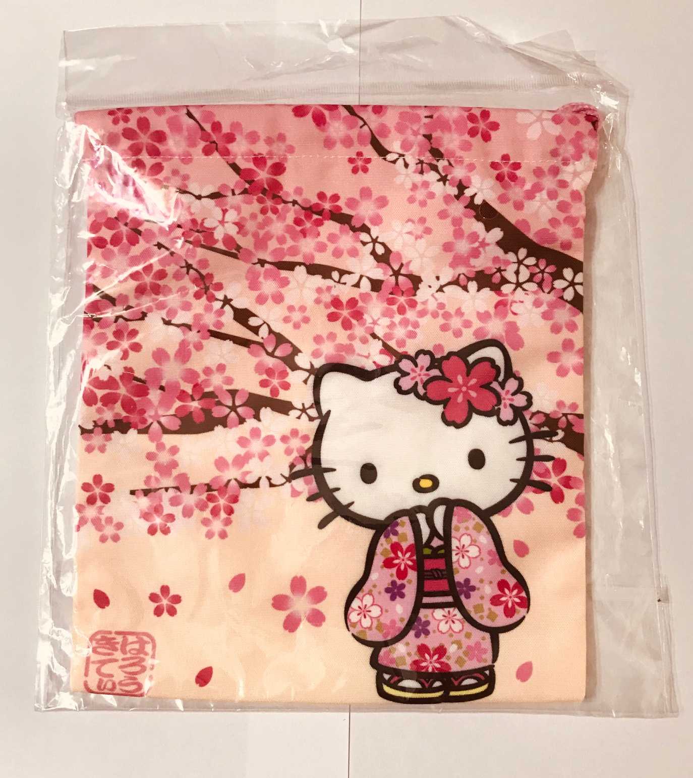 [พร้อมส่ง] กระเป๋าหูรูด ลายคิตตี้ กิโมโน ซากุระ Hello Kitty Drawstring Bag Kimono Sakura SanrioJapan