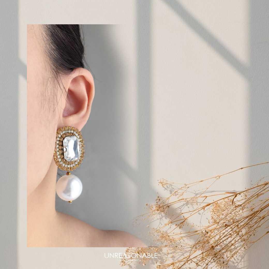 UA0402-03 #Beige #Nude #Golden #Drop #Earrings
