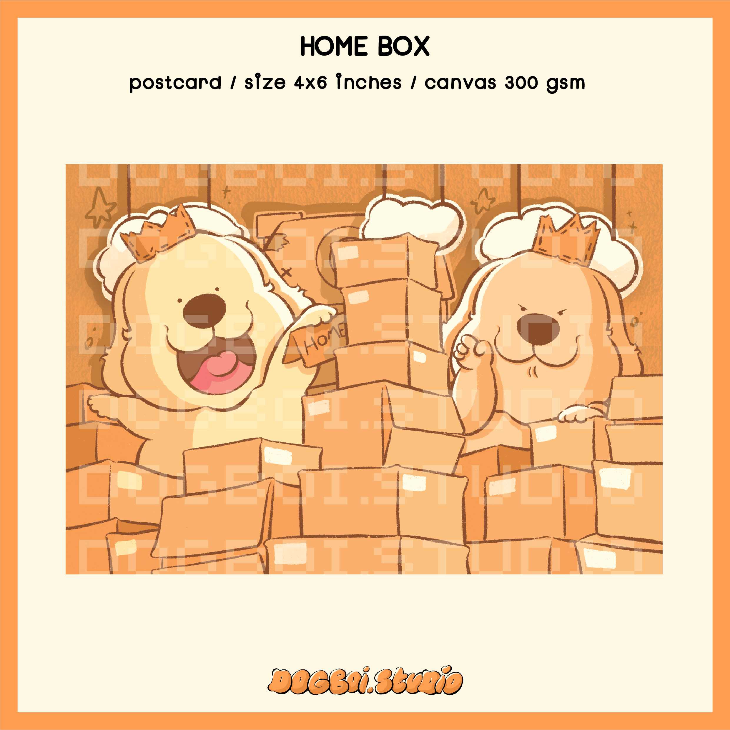 DOGBOI postcard📦home box โปสการ์ดโกลเด้นสร้างบ้านในฝัน พิมพ์ลงกระดาษแคนวาส