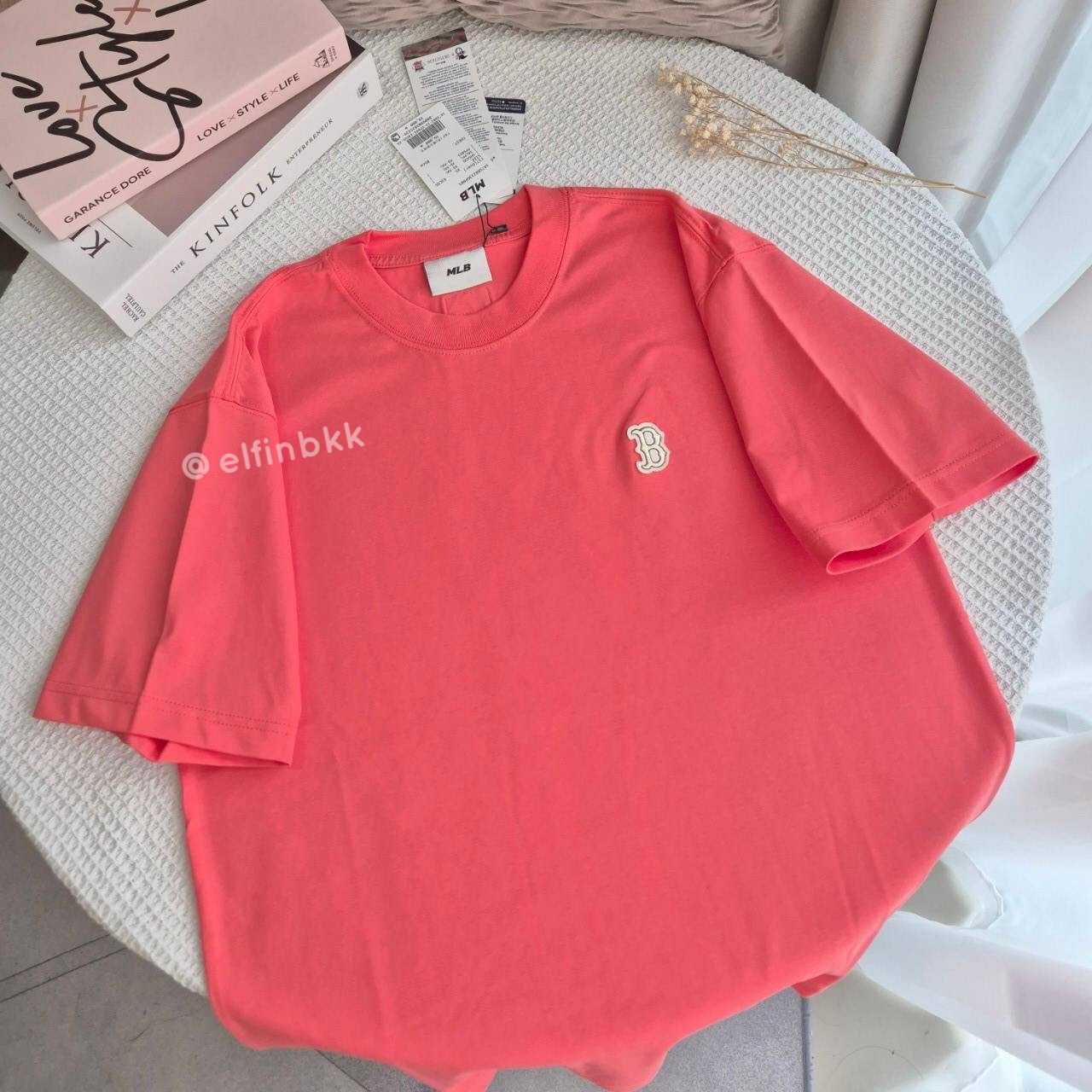 🚨Clearance Sale🚨เสื้อ MLB Basic Small Logo T-Shirts NY เสื้อยืดสีดำ สีขาว สีส้มแดง  โลโก้เล็ก 