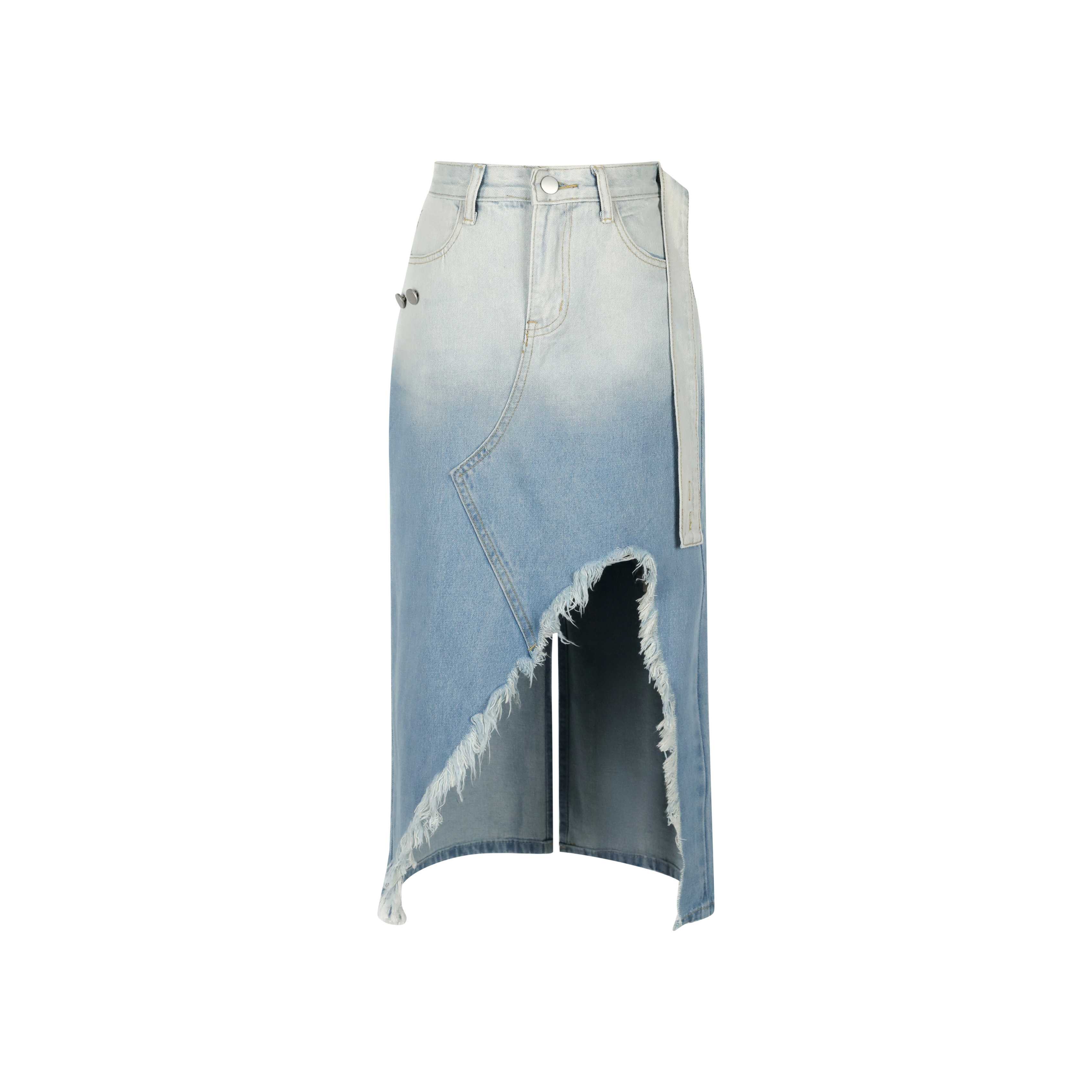 SHU DENIM FRAYED SKIRT - LIGHT BLUE JEANS FWAB8318-BL06