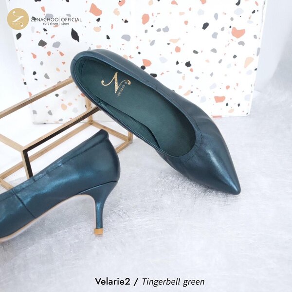 ทรงปกติ:เปลี่ยนไซส์ได้-ไม่รับคืน::รุ่นขายดี Zenachoo Velarie2 สูง 2 นิ้ว สี TingerBell Green รองเ...