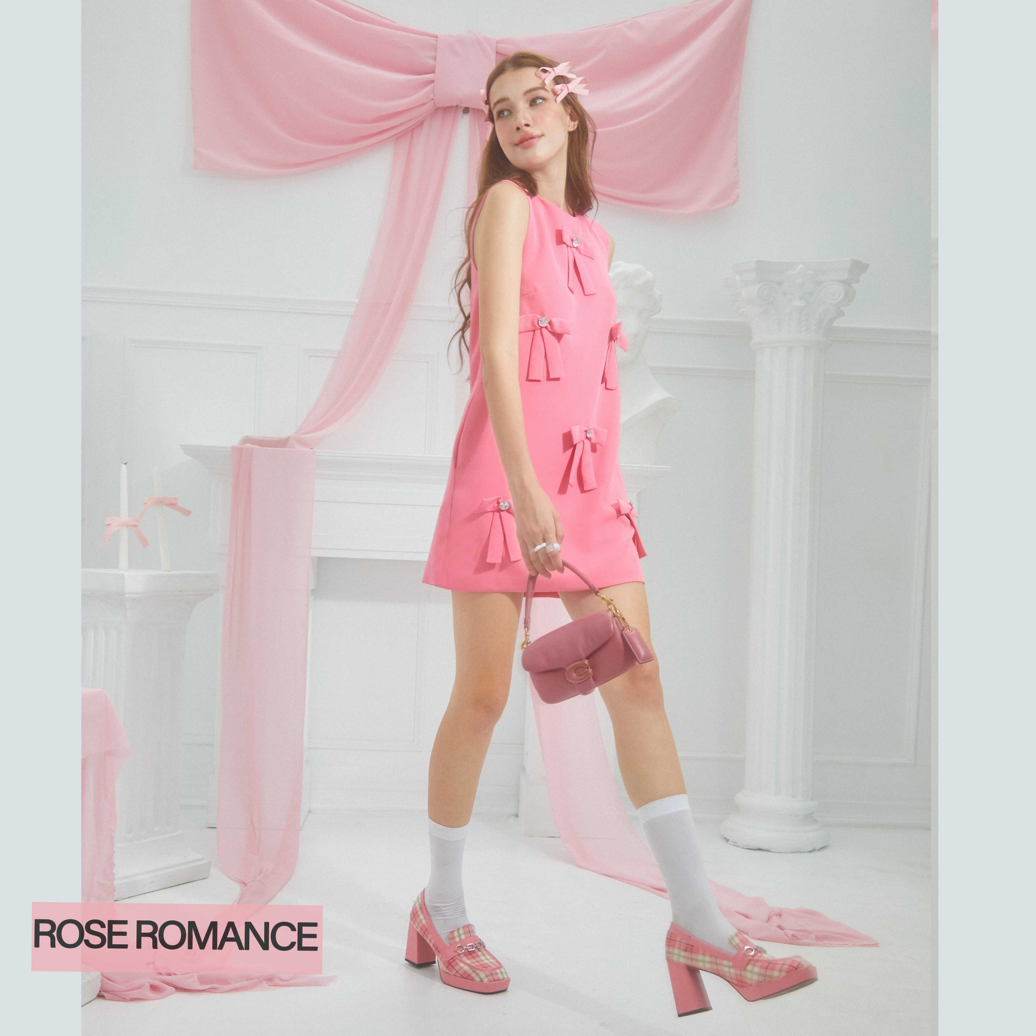 [สินค้าพร้อมจัดส่ง]ROSE MINI BOW DRESS FUCHSIA