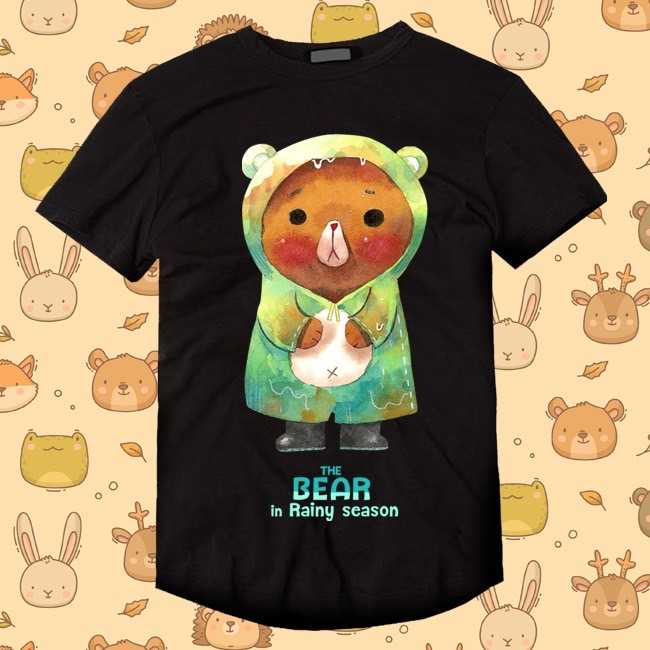 เสื้อลาย 🐻 The Bear in Rainy Season 2 🍐สีเขียวลูกแพร์ ⚫️ เสื้อสีดำ