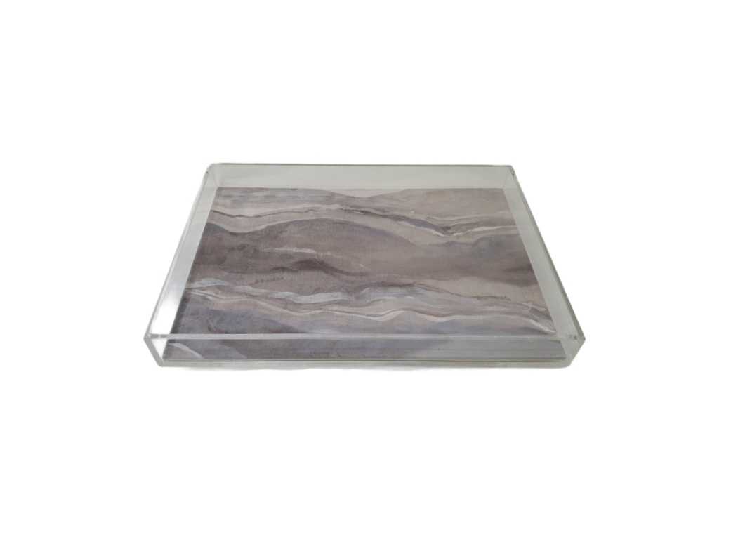 Tray, Acrylic, Velvet Fabric, Cream