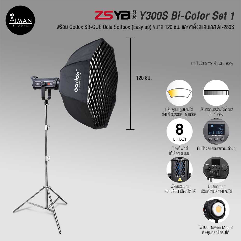 ไฟ LED กำลังสูง ZSYB Y300S Bi-Color Set 1