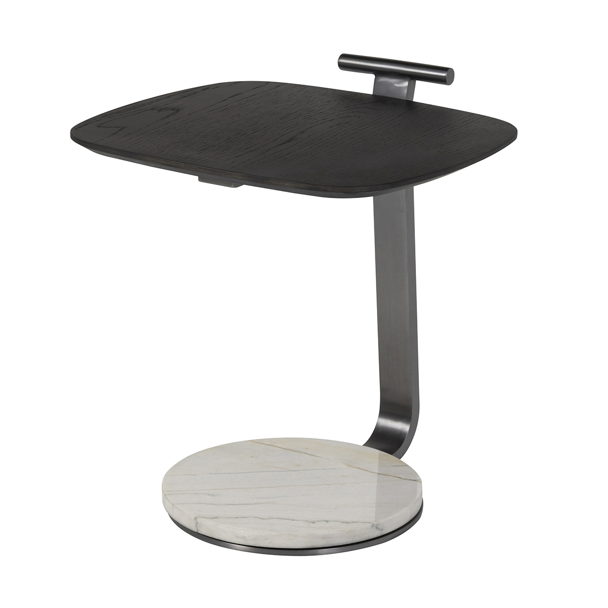 Modernform โต๊ะข้าง รุ่น ELKA ฐานหินอ่อน TOP ไม้เทา ขาเทาด้าน ขนาด S45x40xH50cm