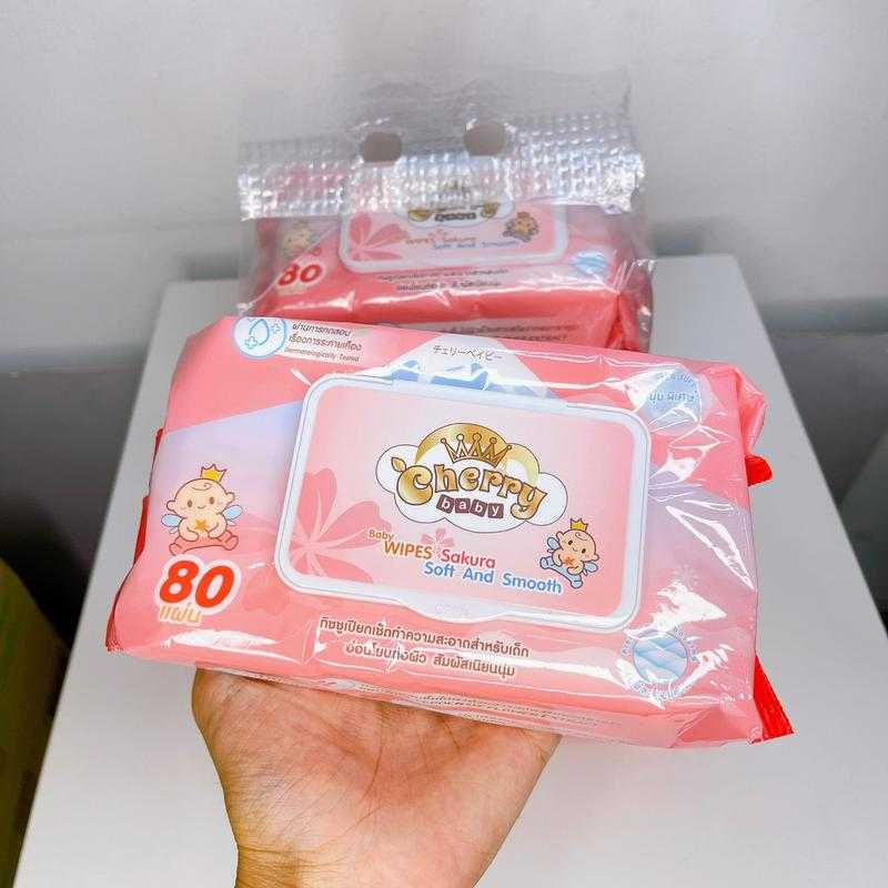 กระดาษทิชชู่เปียก Cherry Baby 80 แผ่น  ห่อ