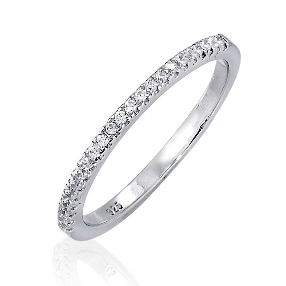 SNOWY แหวนเงินแท้ 925 sterling silver ประดับเพชรสวิส CZ รุ่น RS2071-RR เคลือบทองคำขาว