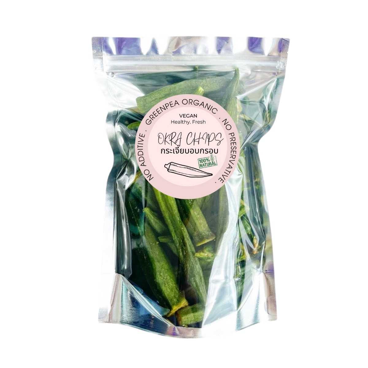 1แถม1 กระเจี๊ยบ ผลสุกกรอบ 100g. Greenpea กระเจี๊ยบ อบกรอบ ไม่ปรุงรส Okra Crispy