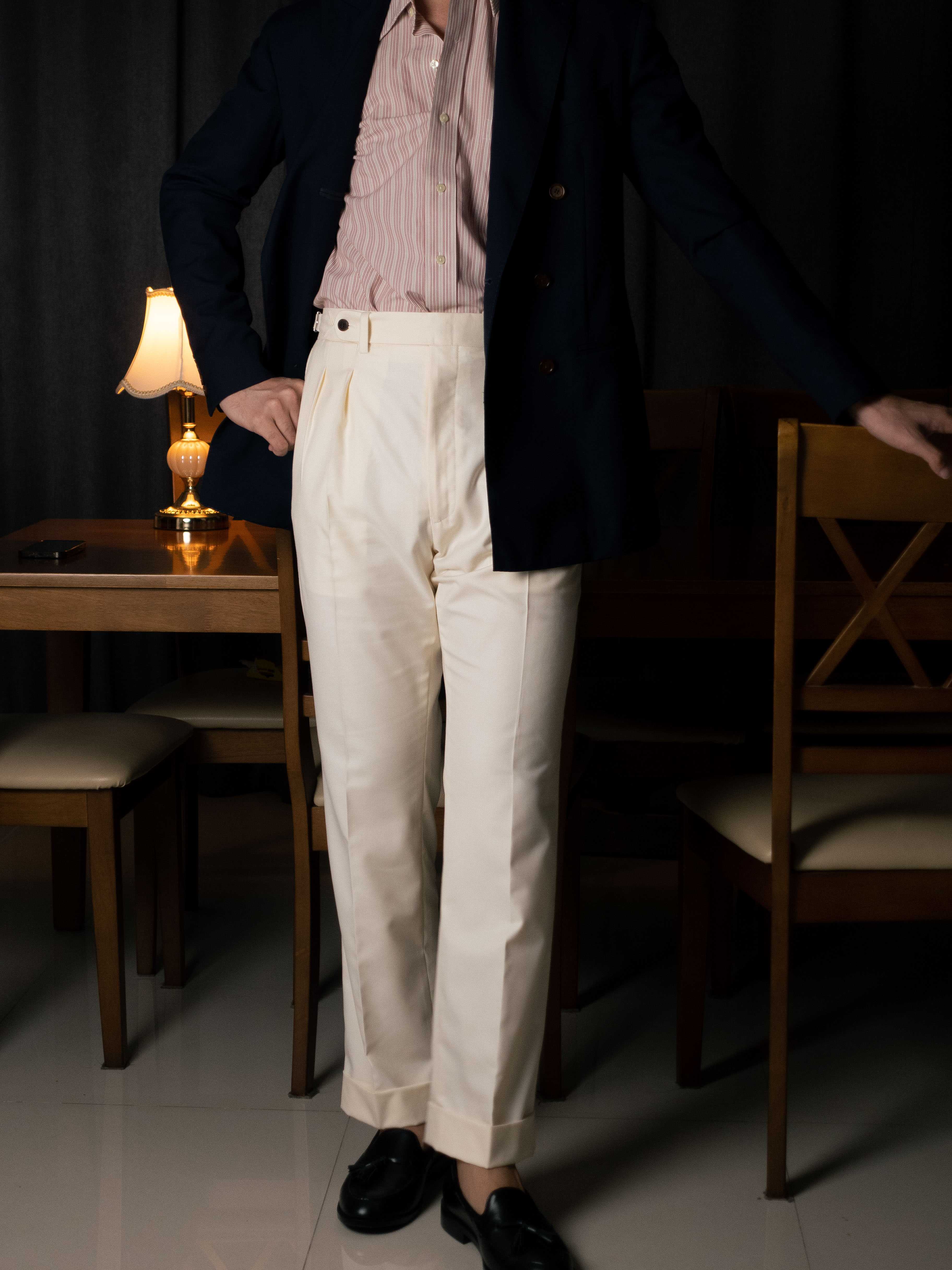 T7TR-IVORY  กางเกงขายาวเอวสูง Classic High Waist Trousers  IVORY