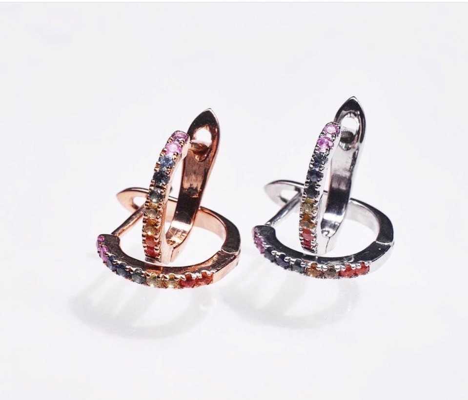 ต่างหูพลอย #minimearrings รหัส E048