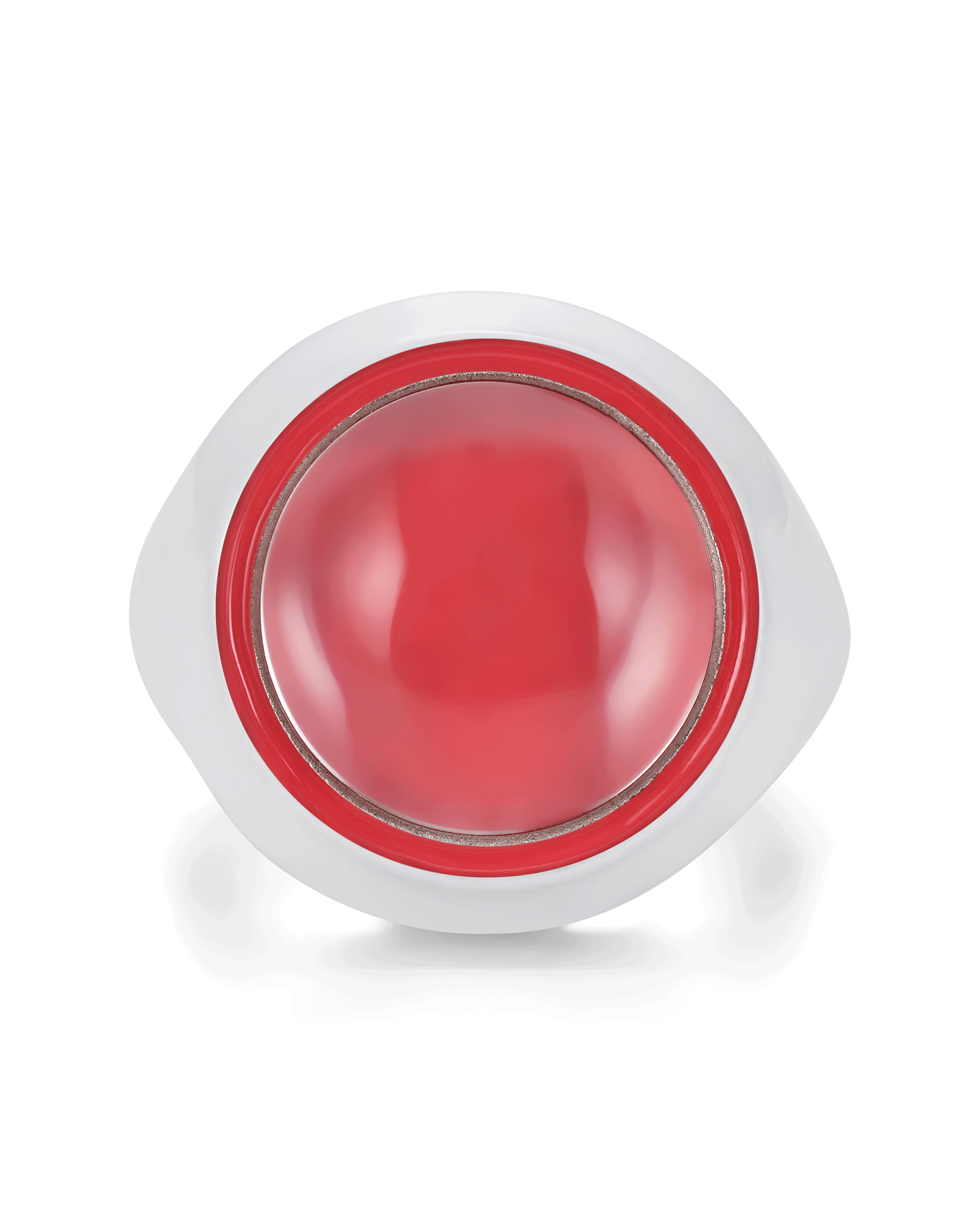 Red signal ball white crystal ring