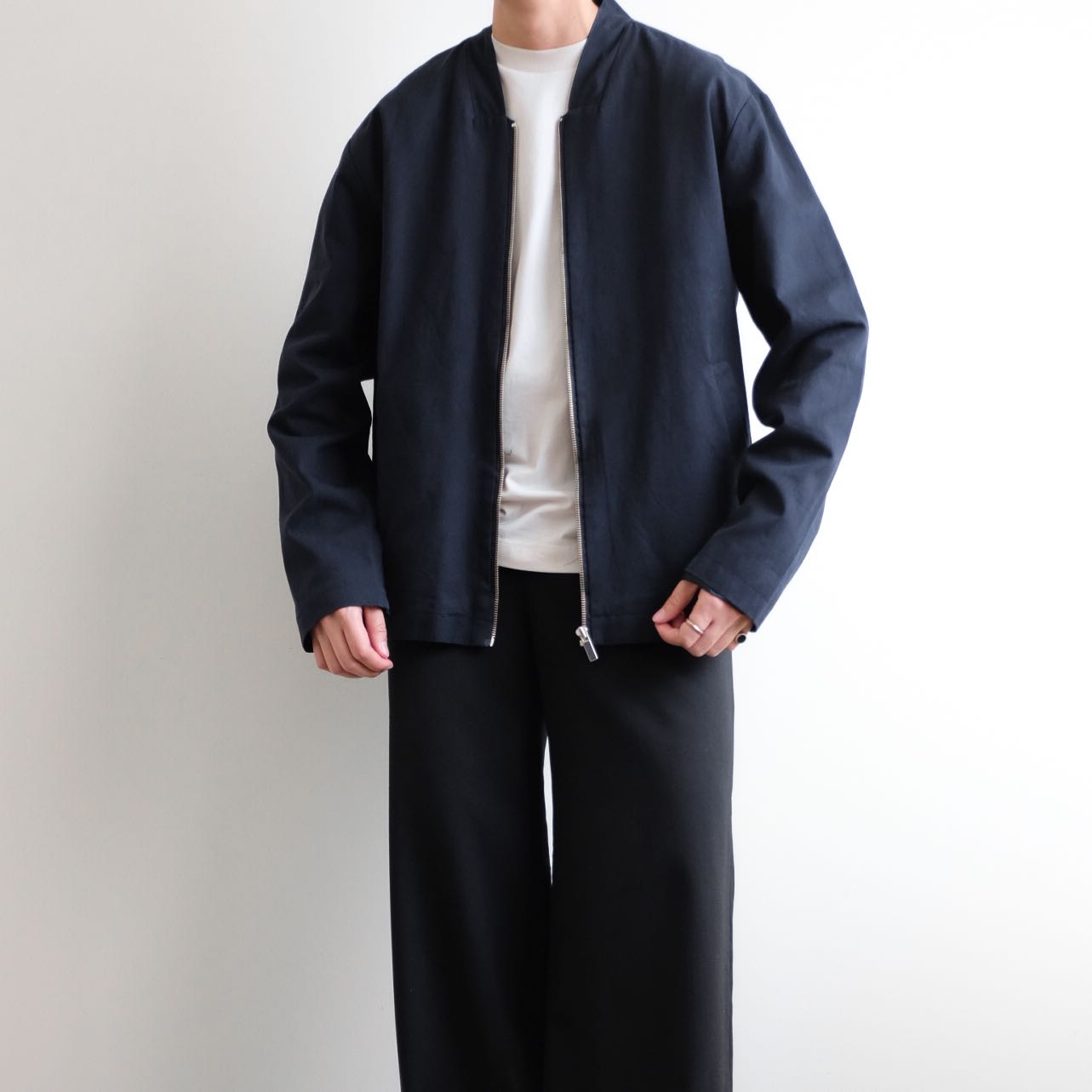 R Studio • Open Collar Cotton Oversized ZipUp Jacket Shirts